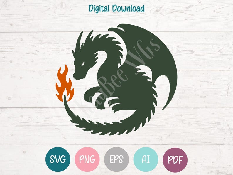 Fire Dragon SVG PNG Clipart Cut Files for Cricut, Silhouette, Laser ...