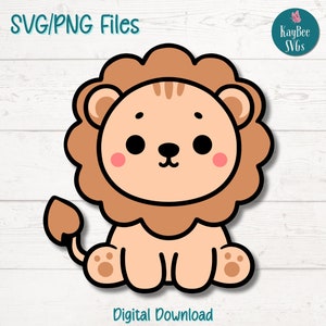 Lion mignon SVG PNG Jungle Animal Clipart pour safari et travaux manuels pour enfants | Fichier de découpe pour Cricut, Silhouette, gravure laser, sublimation, impression