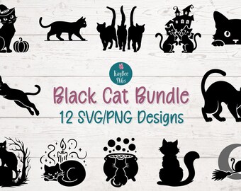 Black Cat SVG Bundle: Clipart Cut Files for Cricut, Silhouette, Laser Engraving, Sublimation (Digital)