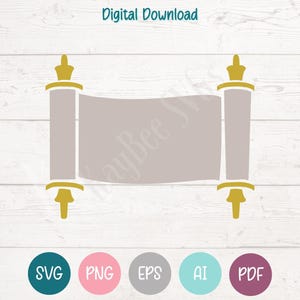 Torah Scroll SVG PNG Clipart Cut Files for Cricut, Silhouette, Laser Engraving, Sublimation (Digital)