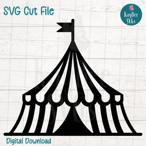 Archivo de corte SVG de carpa de circo para Cricut, Silhouette, descarga digital, clipart imprimible, uso comercial, clip art, contorno de plantilla láser