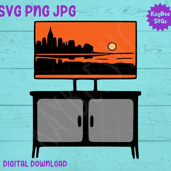 Flat-Screen TV Stand SVG PNG Jpg Clipart Digital Cut File Download for Cricut Silhouette Sublimation Printable Art - Commercial Use