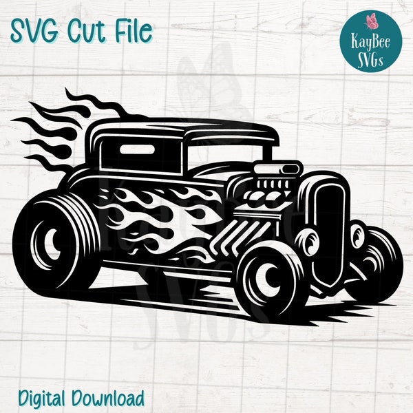 Classic Roadster Car SVG Cut File for Cricut, Silhouette, Digital Download Printable Clipart, Commercial Use Clip Art, Laser Stencil Outline