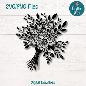 Brautstrauß SVG PNG Schnittdateien für Cricut, Silhouette digitaler Download, Lasergravur, Sublimationsdruck, kommerzielle Nutzung Clipart