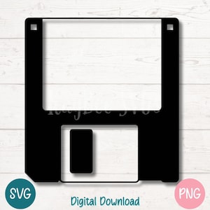 フロッピー ディスク SVG PNG レトロな保存アイコン (技術プロジェクトとビンテージ装飾用) | Cricut、Silhouette、昇華、レーザー彫刻用のカット ファイル