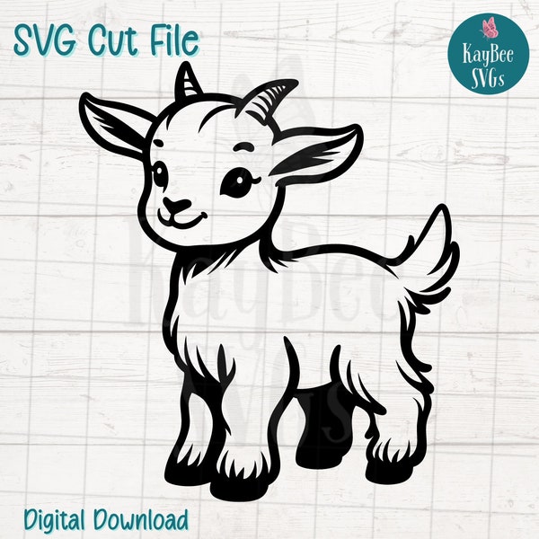 Cute Goat SVG Cut File for Cricut, Silhouette, Digital Download, Printable Clipart, Commercial Use, Clip Art, Laser Stencil Outline