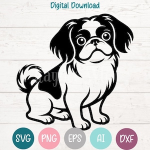 Arquivos de corte SVG PNG de cachorro-queixo japonês para Cricut, download digital de silhueta, gravação a laser, impressão por sublimação, clipart para uso comercial