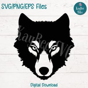 Visage de loup SVG PNG Clipart animal sauvage pour travaux manuels de la forêt et de la nature | Fichiers de découpe pour Cricut, Silhouette, gravure laser, sublimation, impression