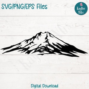 May include: Black and white silhouette of a mountain range. SVG, PNG, and EPS files are included. Digital download.