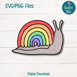 File di taglio SVG PNG di lumaca arcobaleno per Cricut Download digitale, incisione laser, sublimazione, clipart stampabile, clipart per uso commerciale