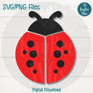 Coccinella SVG PNG Insetto Clipart per Giardino e Artigianato Primaverile / File di Taglio per Cricut, Silhouette, Incisione Laser, Sublimazione, Stampabile