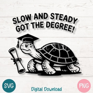 Żółw Graduation SVG PNG Clipart dla Cricut, Sylwetka, Sublimacja, Grawerowanie laserowe, Wydrukuj Zabawny Zdezorientowany Żółw Grad