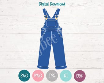 Denim Overalls SVG PNG Clipart Cut Files for Cricut, Silhouette, Laser Engraving, Sublimation (Digital)