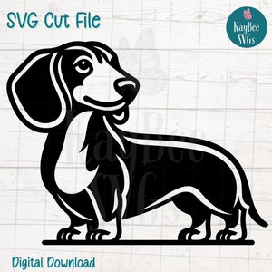 Dachshund Dog SVG Cut File for Cricut & Silhouette, Digital Download Clipart, Printable Laser Stencil Outline, Commercial Use Clip Art