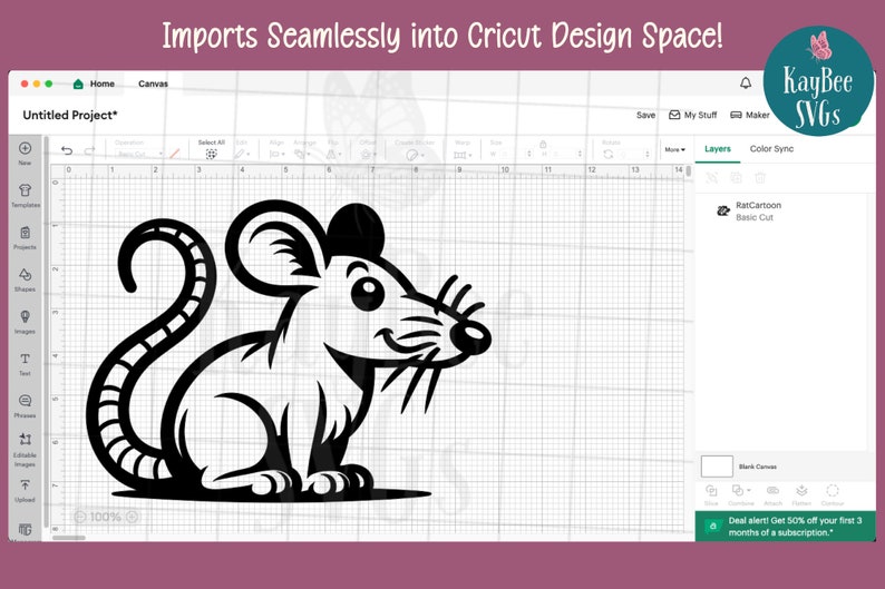 Cartoon Rat SVG PNG Clipart Cut Files for Cricut, Silhouette, Laser ...