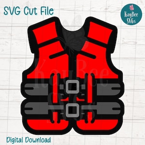 Chaleco salvavidas SVG PNG Clipart de seguridad acuática para navegación y manualidades en el lago / Archivo de corte para Cricut, Silhouette, grabado láser, sublimación, impresión