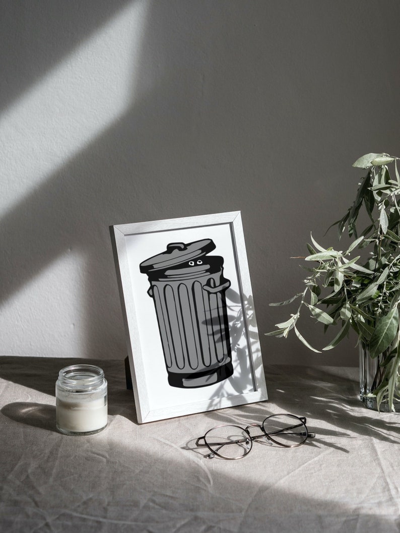 Trash Can With Eyes Peeking SVG PNG JPG Clipart Digital Cut Etsy