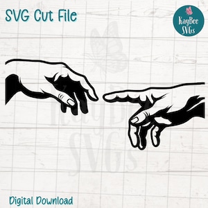 Creation Of Adam Hands gesneden SVG-bestand voor Cricut, silhouet, digitale download, afdrukbare clipart, commercieel gebruik, illustraties, laserstencil