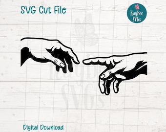 Creation Of Adam Hands SVG Cut File for Cricut, Silhouette, Digital Download, Printable Clipart, Commercial Use, Clip Art, Laser Stencil