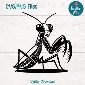 Praying Mantis SVG PNG Cut Files for Cricut, Silhouette Digital Download, Laser Engraving, Sublimation Printable, Commercial Use Clipart