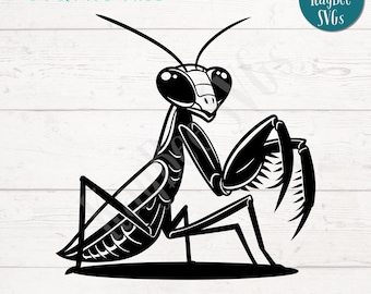 Praying Mantis SVG PNG Cut Files for Cricut, Silhouette Digital Download, Laser Engraving, Sublimation Printable, Commercial Use Clipart