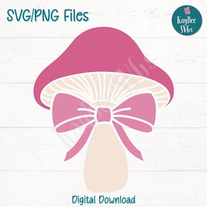 Hongo coqueto SVG PNG Lindos hongos Clipart para manualidades modernas y estéticas / Archivo de corte para Cricut, Silhouette, grabado láser, sublimación