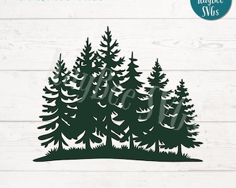 Pine Tree Forest SVG – Woodland Silhouette Clipart (Digital Download)