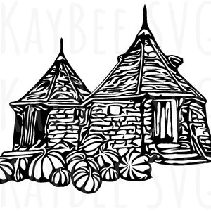 Wizard's Hut Cottage House with Pumpkins SVG PNG JPG Clipart Digital Cut File Download for Cricut Silhouette - Commercial Use