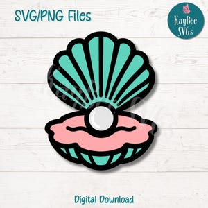 Pearl in Clamshell SVG PNG Cut Files for Cricut, Silhouette Digital Download, Laser Engraving, Sublimation Printable, Commercial Use Clipart