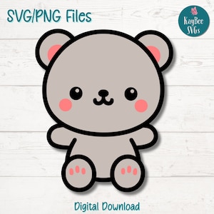 Süßer Teddybär SVG PNG Stofftier Clipart für Baby und Kinderzimmer Basteln | Schneidedatei für Cricut, Silhouette, Lasergravur, Sublimation
