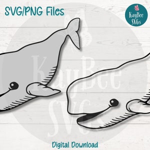 Cachalote SVG PNG Clipart de animales marinos para manualidades marinas y vida marina / Archivo de corte para Cricut, Silhouette, grabado láser, arte de sublimación