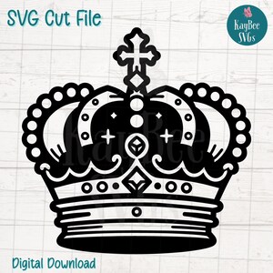 Arquivos de corte SVG PNG da coroa do rei real para Cricut, download digital de silhueta, gravação a laser, impressão por sublimação, clipart para uso comercial