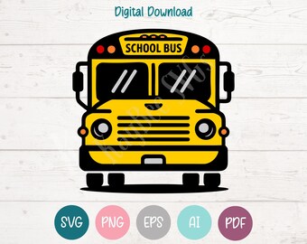 School Bus SVG PNG Clipart Cut Files for Cricut, Silhouette, Laser Engraving, Sublimation (Digital)
