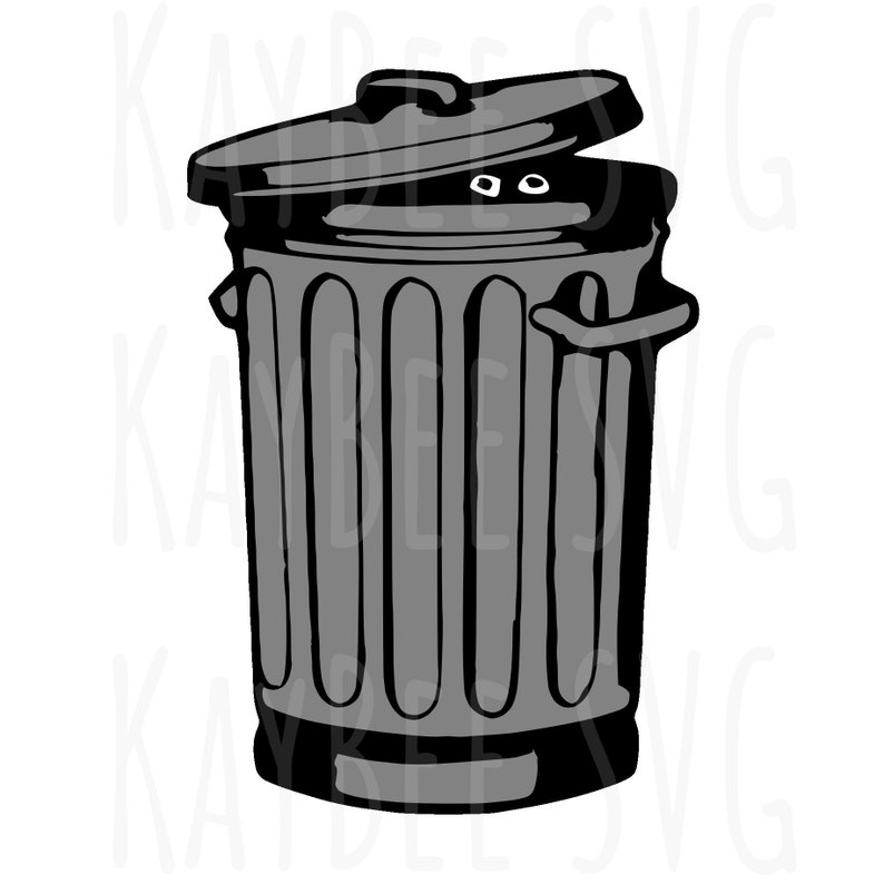 Trash Can With Eyes Peeking SVG PNG JPG Clipart Digital Cut Etsy