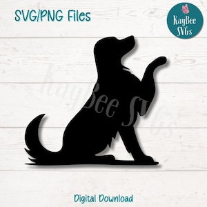 Archivos de corte SVG PNG de Golden Retriever sentado para Cricut, descarga digital de Silhouette, grabado láser, sublimación, imágenes prediseñadas para uso comercial