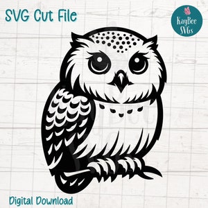Schnee Eule SVG Schnitt Datei für Cricut, Silhouette, digitaler Download, druckbare Clipart, kommerzielle Nutzung, Clip Art, Laser Schablone Umriss