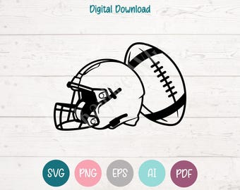 Football Helmet and Ball SVG, PNG, Game Day Cut Files (Digital Download)