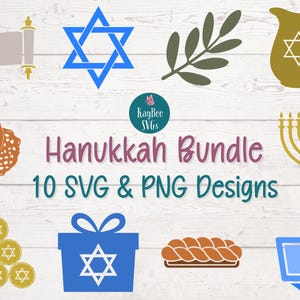Hanoucca Bundle SVG PNG juif Clipart ensemble pour vacances et travaux manuels religieux | Fichiers de découpe pour Cricut, Silhouette, gravure laser, sublimation