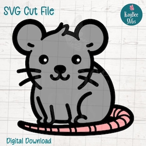 Cute Rat SVG PNG Cut Files for Cricut, Silhouette Digital Download, Laser Engraving, Sublimation Printable, Commercial Use Clipart