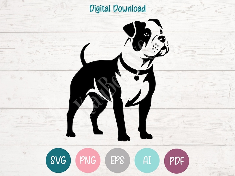 American Bulldog SVG PNG Clipart Cut Files for Cricut, Silhouette ...