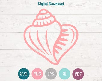 Heart Seashell SVG PNG Clipart Cut Files for Cricut, Silhouette, Laser Engraving, Sublimation (Digital)