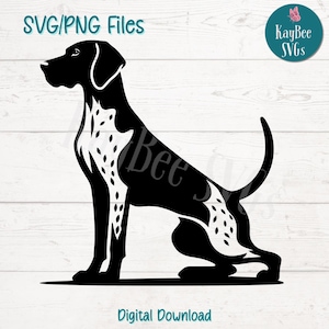 German Shorthaired Pointer Dog SVG PNG Cut Files for Cricut, Silhouette Digital Download, Laser Engraving, Sublimation Printable Clipart