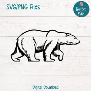 Polar Bear SVG PNG Cut Files for Cricut, Silhouette Digital Download, Laser Engraving, Sublimation Printable, Commercial Use Clipart