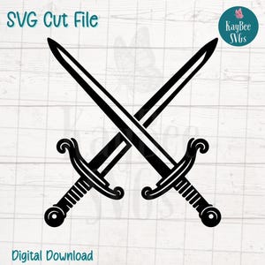 Crossed Swords SVG PNG Cut Files for Cricut, Silhouette Digital Download, Laser Engraving, Sublimation Printable, Commercial Use Clipart