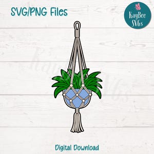 Makramee Hängepflanze SVG PNG Schnitt Dateien für Cricut, Silhouette digitaler Download, Lasergravur, Sublimation druckbar, kommerzielle Nutzung