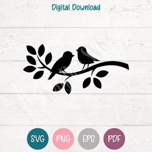 Birds on Branch SVG PNG Clipart Cut Files for Cricut, Silhouette, Engraving, Sublimation (Digital)