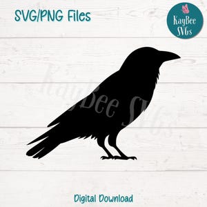 Crow SVG PNG Cut Files for Cricut, Silhouette Digital Download, Laser Engraving, Sublimation Printable, Commercial Use Clipart