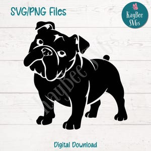Bulldogge Kopf Neigung SVG PNG Süßer Hund Clipart für Tierliebhaber und Rassenhandwerk | Schneidedatei für Cricut, Silhouette, Lasergravur, Sublimation