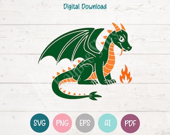 Dragon SVG PNG Clipart Cut Files for Cricut, Silhouette, Laser Engraving, Sublimation (Digital Download)