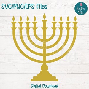 Menorah SVG PNG Hanoucca Clipart pour Cricut, Silhouette, sublimation, gravure laser, fichier imprimable fête juive